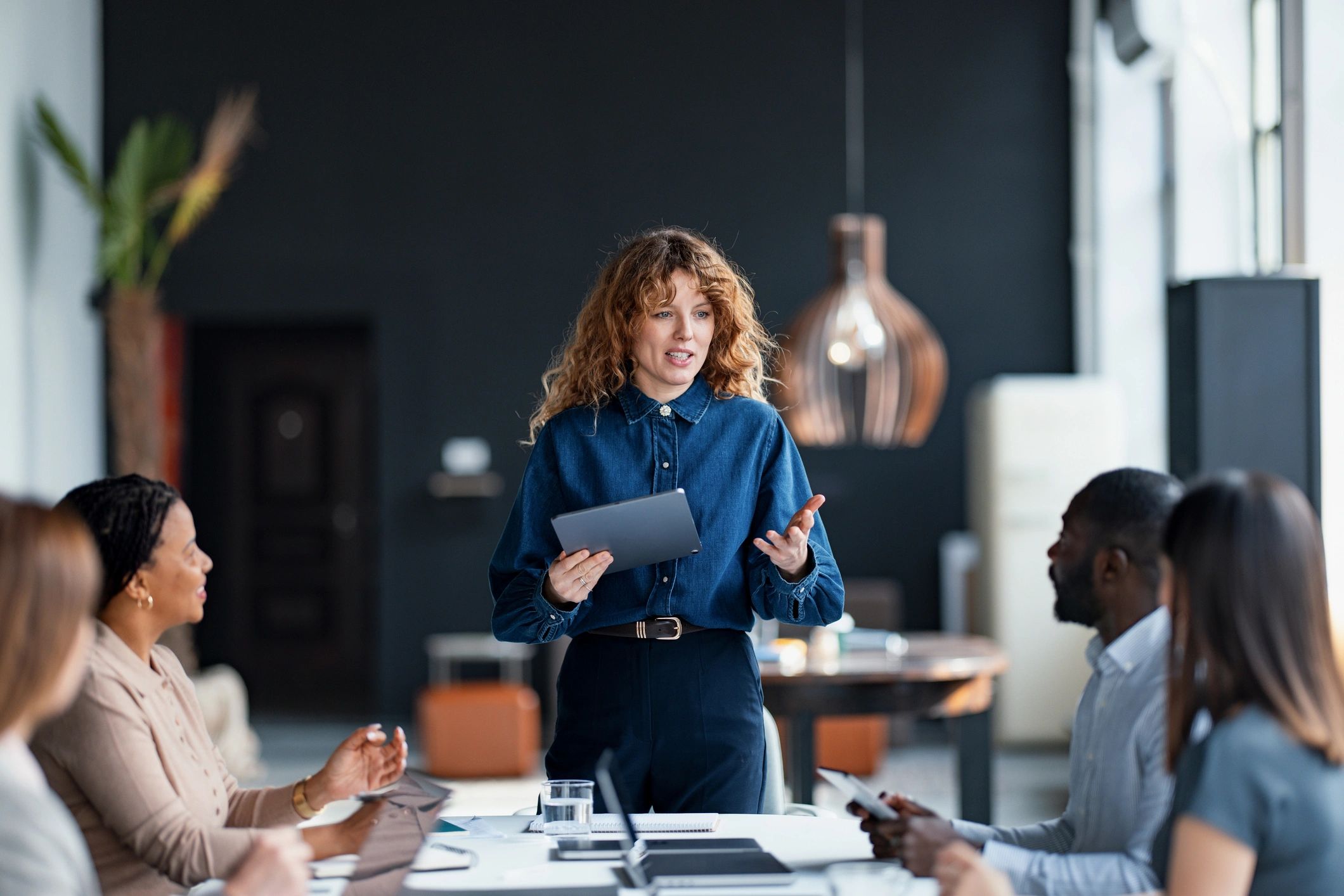 Small business team collaborating in office