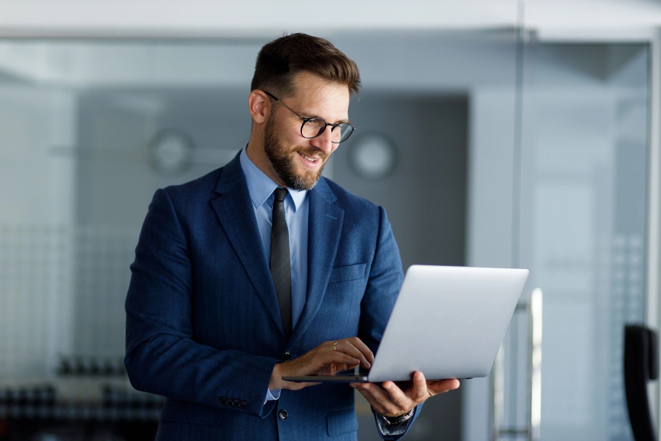 Professional small business owner working on laptop
